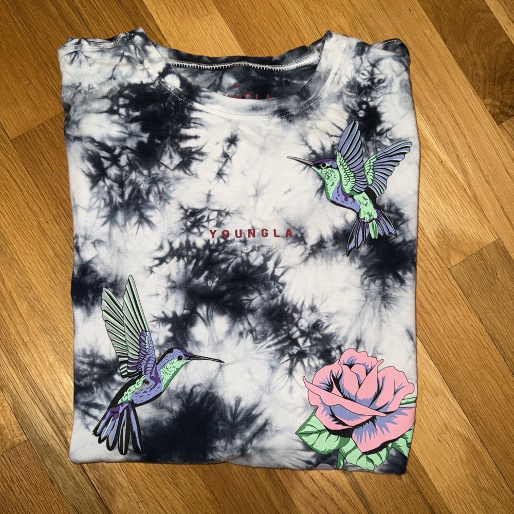 YoungLa Mens Tie Dye Floral Tee Size Med oversized - Picture 4 of 4